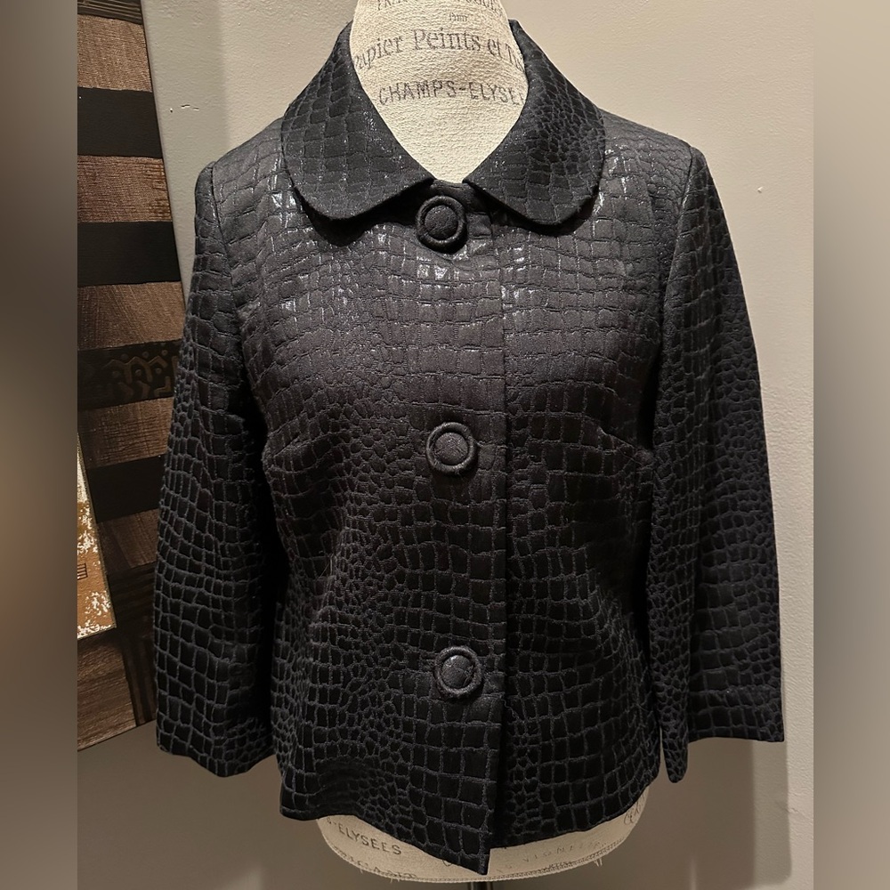 Scott Taylor Black & Silver Metallic Blazer EUC